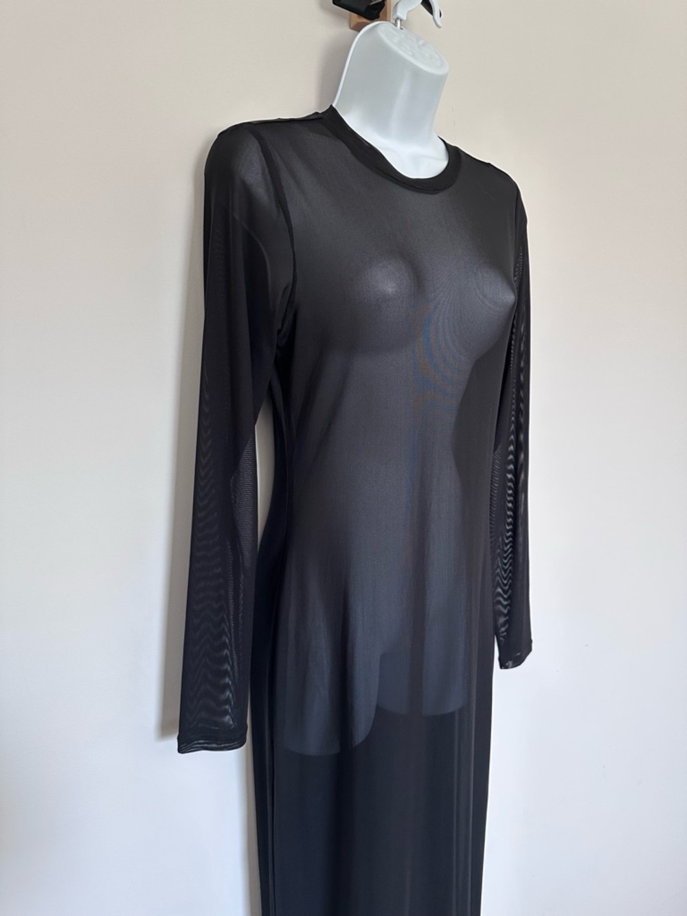 AFRM Sheer Black Long Sleeve Mesh Dress - Picture 3 of 7